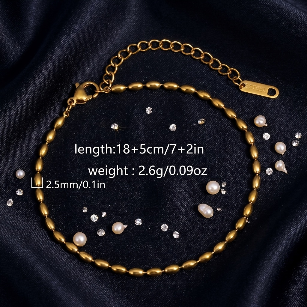 3pc 18K Gold Plated Stainless Steel Bracelet Set, Multi-Combination